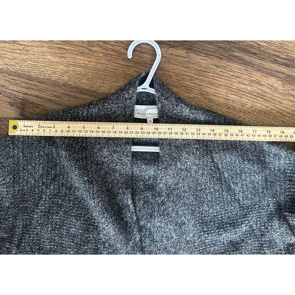 White + Warren 100% Cashmere Long Open Cardigan Gray Pockets Soft Knit Size M - Picture 6 of 7